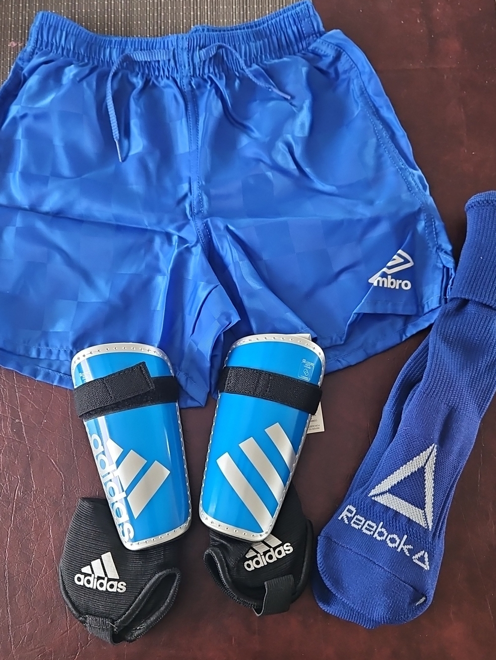 Adidas Blue Kids Soccer Shin Guards With Shorts And Socks